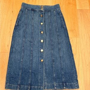 Frame Denim Le Panel Denim Midi Skirt in Skylark Size‎ 30